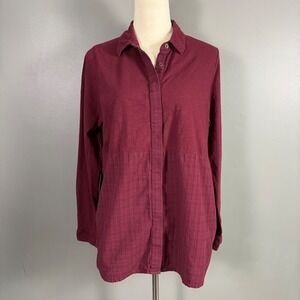 FatFace Mixed Texture Button Down Shirt Womens 8 Dark Aademia Preppy Boyish